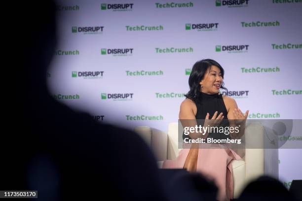 Shan-Lyn Ma, co-founder and chief executive officer of Zola Inc., speaks during TechCrunch Disrupt 2019 in San Francisco, California, U.S., on...