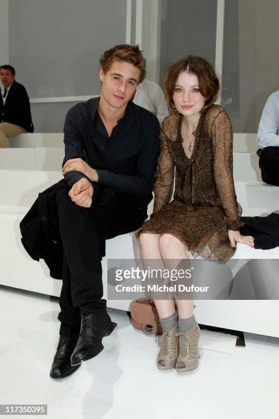 Max Irons and Emily Browning attend the Dior Homme Menswear Spring/Summer 2012 show as part of Paris Fashion Week at on June 25, 2011 in Paris,...