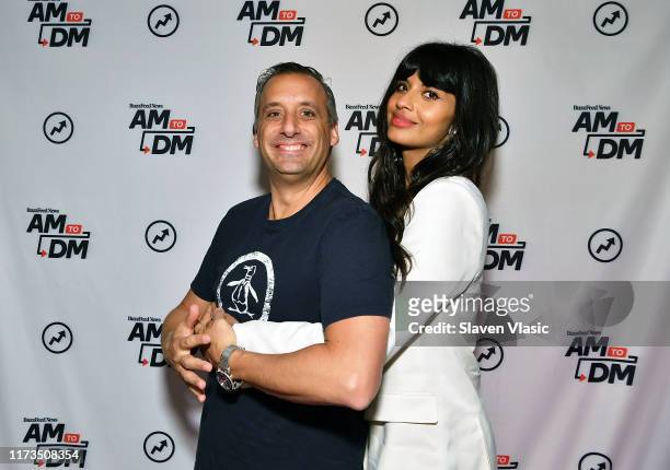 Actor/producer Joe Gatto and actress/host Jameela Jamil visit BuzzFeed's "AM To DM" to discuss TBS' "The Misery Index" on October 3, 2019 in New York...