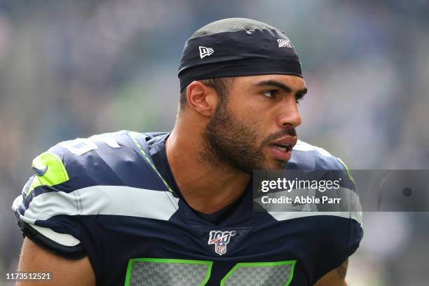 Mychal Kendricks of the Seattle Seahawks looks on prior to taking on the Cincinnati Bengals during their game at CenturyLink Field on September 08,...