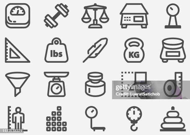 gewichte und skalensymbole - gewicht allgemeine beschaffenheit stock-grafiken, -clipart, -cartoons und -symbole