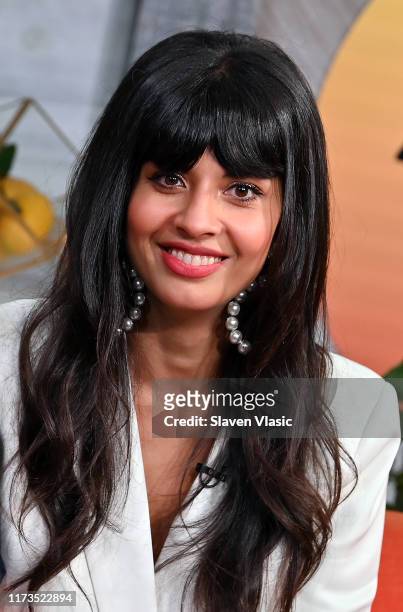 Actress/host Jameela Jamil discusses TBS's "The Misery Index" at BuzzFeed's "AM To DM" on October 3, 2019 in New York City.