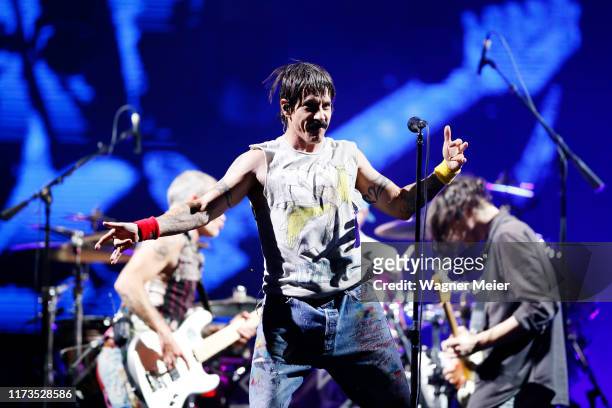 Anthony Kiedis of the Red Hot Chili Peppers performs during Rock in Rio 2019 at Palco Mundo at Cidade do Rock on October 3, 2019 in Rio de Janeiro,...