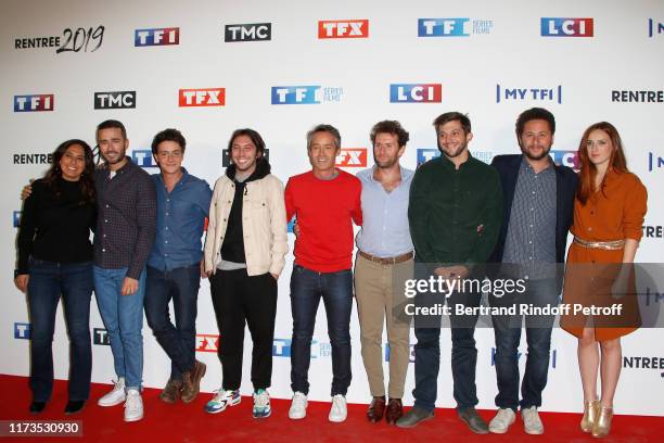 Yann Barthes and his team attend the Groupe TF1 : Photocall at Palais de Tokyo on September 09, 2019 in Paris, France.