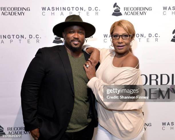 Jeriel Johnson, Executive Director of the Grammys DC Chapter, and Traci Braxton at the Grammys Washington, DC Chapter New Member Mix at The Recording...