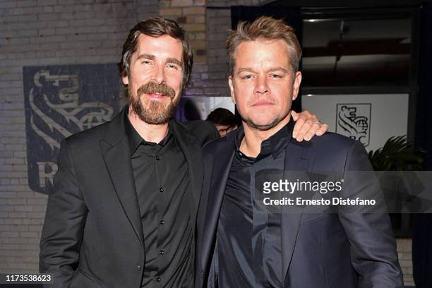 Christian Bale and Matt Damon attend the RBC Hosted "Ford v Ferrari" Cocktail Party At RBC House Toronto Film Festival 2019 at RBC House on September...