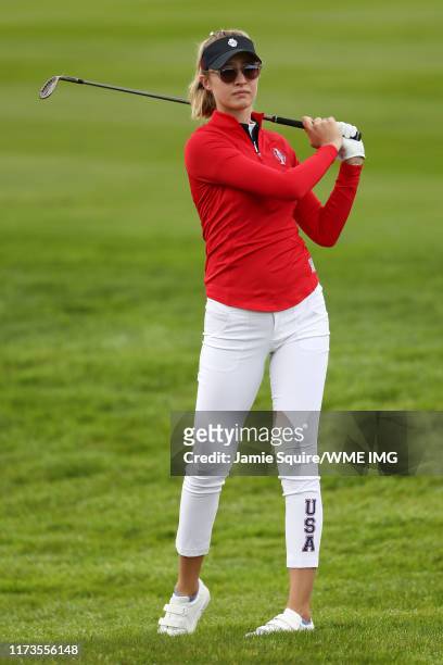 Nelly Korda of Team USA plays a shot off the 11th tee during practice day 2 for The Solheim Cup at Gleneagles on September 10, 2019 in Auchterarder,...