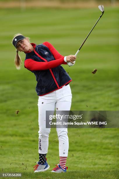 Jessica Korda of Team USA looks on during practice day 2 for The Solheim Cup at Gleneagles on September 10, 2019 in Auchterarder, Scotland.