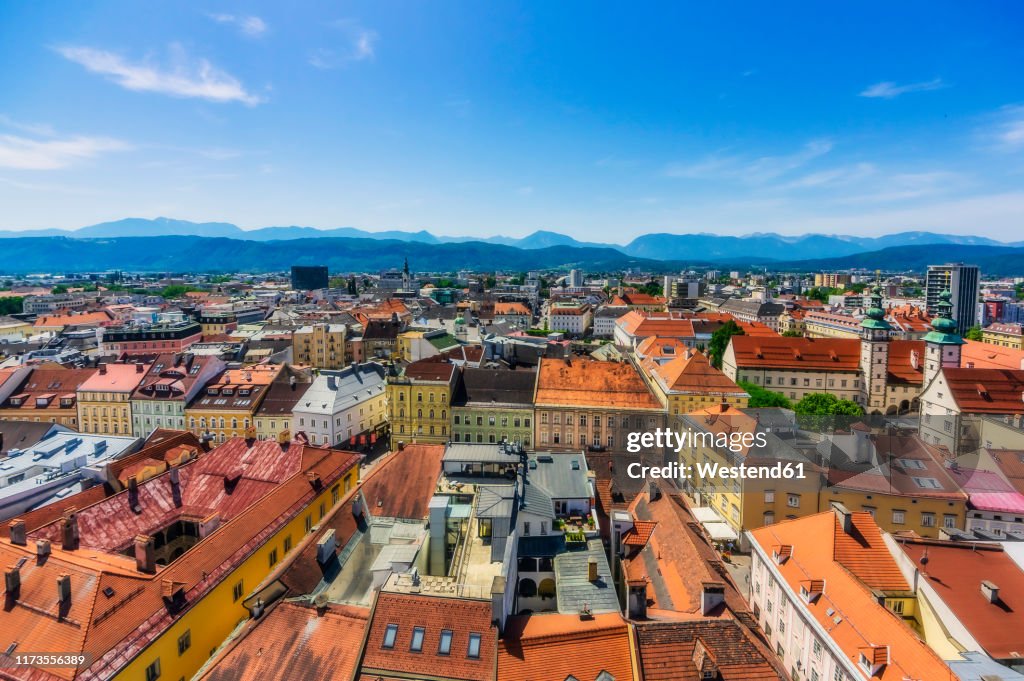 Austria,†Carinthia,†Klagenfurt†am†Worthersee, High angle view of old town