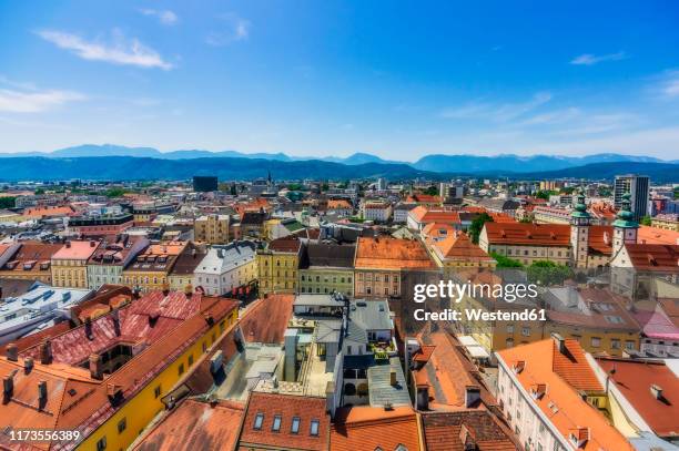 austria,†carinthia,†klagenfurt†am†worthersee, high angle view of old town - klagenfurt foto e immagini stock