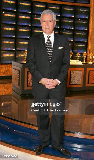 Alex Trebek during Jeopardy Inducted Into The Guinness Book of World Records and DVD Launch Celebration at Sony Pictures Lot Stage 10 in Culver City,...