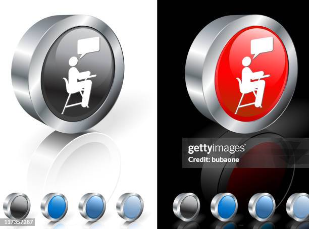 student with speech bubble 3d royalty free vector art - empty desk stock illustrations
