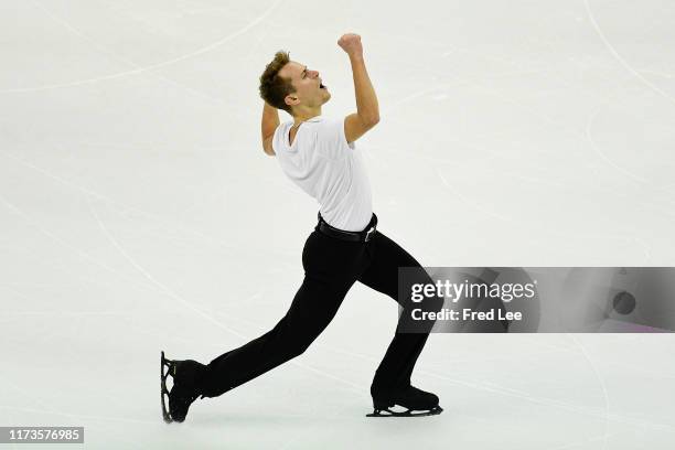 Michal Brezina of the Czech Republic competes in the Men's Single Short Program on day Two during the 2019 Shanghai Trophy at the Oriental Sports...