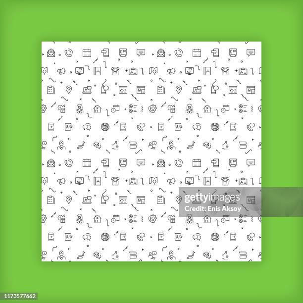 seamless background pattern with simplified icons about the contact us topic - spacious office stock illustrations