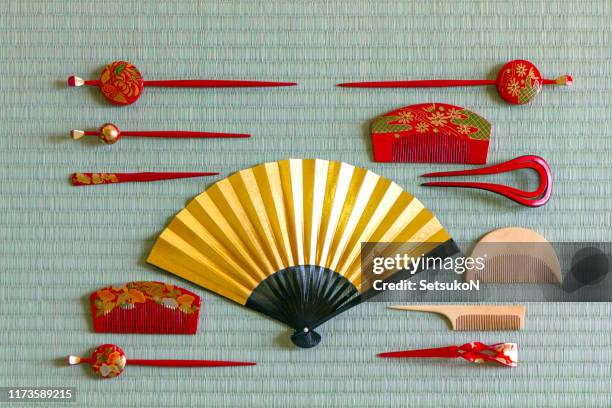 accessories for kimono. - geisha japan stock pictures, royalty-free photos & images