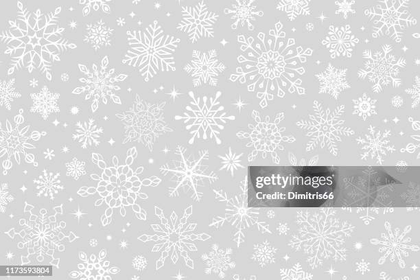 nahtloser schneeflockenhintergrund - snow crystals stock-grafiken, -clipart, -cartoons und -symbole