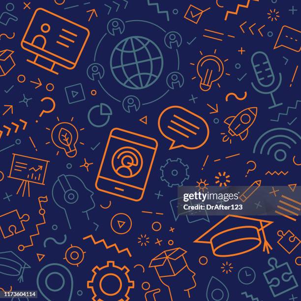 e learning online courses icons pattern - e learning pattern stock illustrations