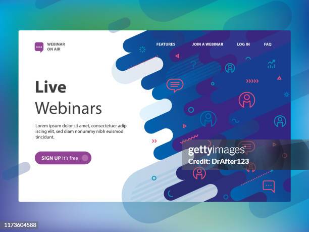 live webinar website template - live event icon stock illustrations