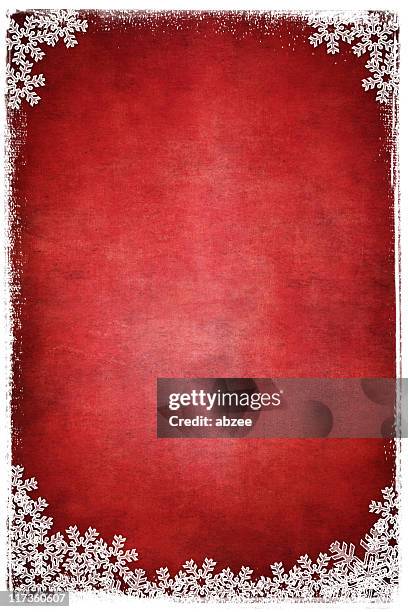 christmas grunge vertical snow border on red background - old fashioned christmas stock pictures, royalty-free photos & images