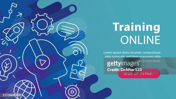training online banner - learning stock illustrations