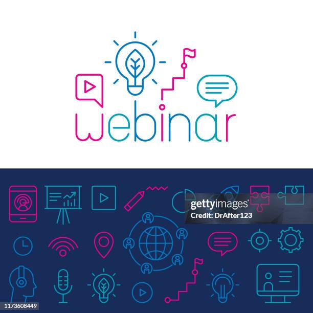webinar concept - quote bubble logo stock illustrations
