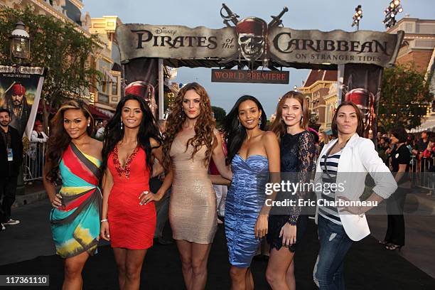 Daphne Joy, Antoinette Nikprelaj, Toni Busker, Sanya Hughes, Jorgelina Airaldi and Breanne Beth Berrett at the World Premiere of Disney's "Pirates of...