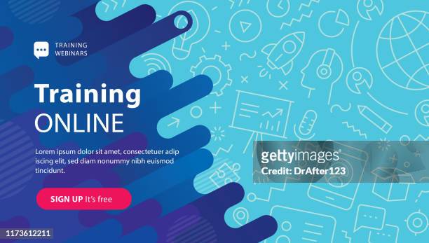 webinar training online banner - e learning concept stock illustrations