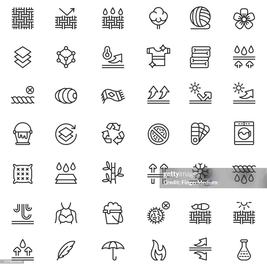 Conjunto de iconos de tecnología de tela