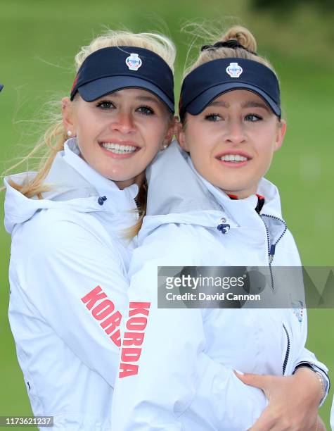 United States team players Jessica Korda and her sister Nelly Korda during the official photocall for the 2019 Solheim Cup to be held on the PGA...