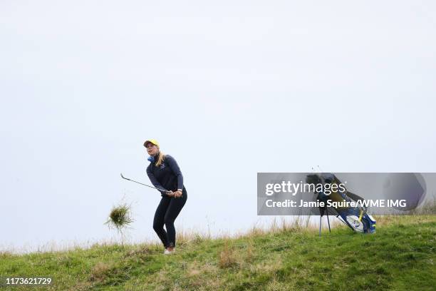 Annabell Fuller of Team Europe in action during the PING Junior Solheim Cup during practice day 2 for The Solheim Cup at Gleneagles on September 10,...
