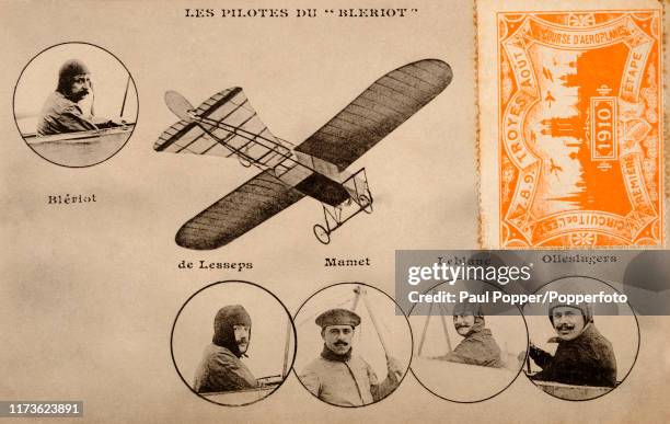 c. 1910 France carte postale photo monoplan Blériot X1 avec pilotes c. 1910 France carte postale photo monoplan Blériot X1 avec pilotes