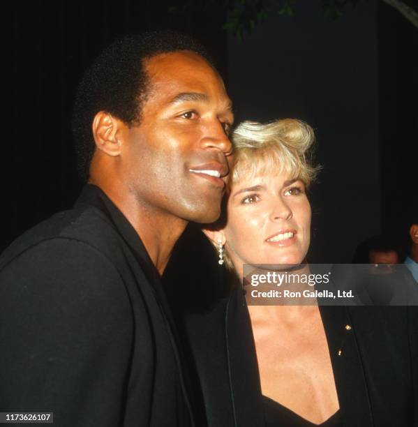 Married American couple OJ Simpson and Nicole Brown Simpson attend the 'Ishtar' premiere at the Plitt Theater, Century City, California, May 13, 1987.