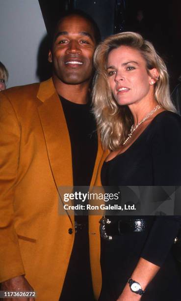 Married American couple OJ Simpson and Nicole Brown Simpson attend the grand opening of the Harley-Davidson Cafe, New York, New York, September 26,...