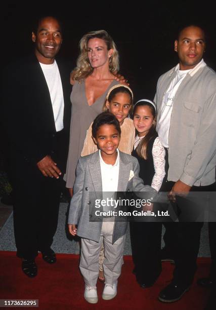 Married American couple OJ Simpson and Nicole Brown Simpson , along with their children Justin Sydney, and Jason, attend a screening of 'Naked Gun 33...