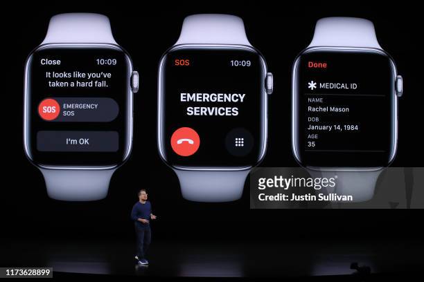Apple's Stan Ng talks about the new Apple Watch series 5 during a special event on September 10, 2019 in the Steve Jobs Theater on Apple's Cupertino,...
