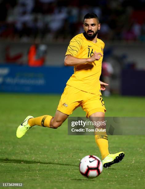 Aziz Behich of Australia in action during the FIFA World Cup Qatar 2022 and AFC Asian Cup China 2023 Preliminary Joint Qualification Round 2 match...