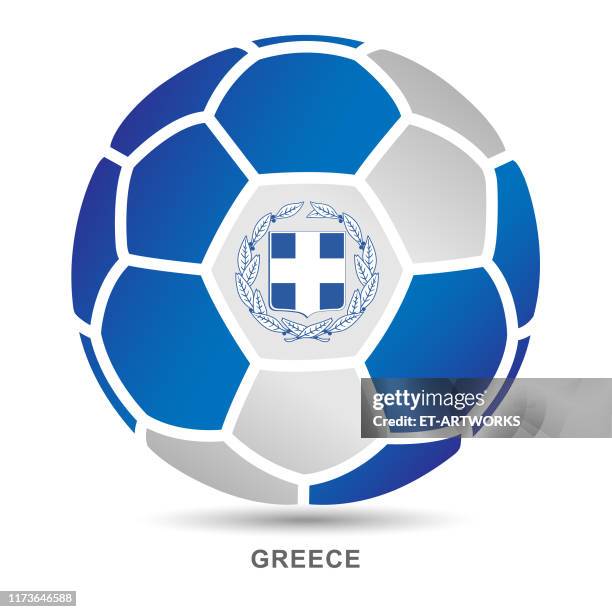 vector soccer ball with greece national flag on white background - football logo stock illustrations