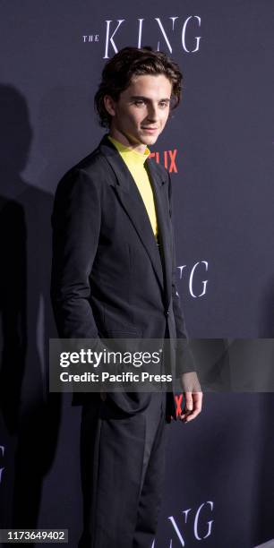 Timothée Chalamet attends the New York premiere of "The King" at SVA Theater, Manhattan.