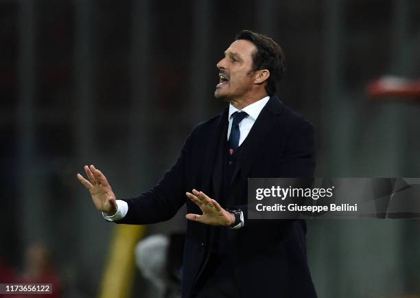 Massimo Oddo head coach of AC Perugia during the Serie B match between AC Perugia and Pisa SC at Stadio Renato Curi on October 4, 2019 in Perugia,...