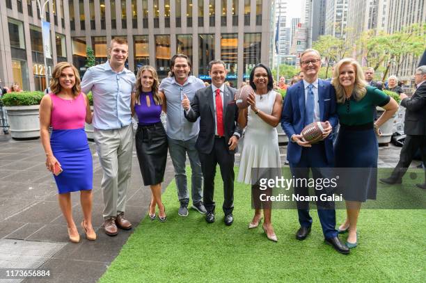 Lisa Boothe, Rob Gronkowski, Jillian Mele, Johnny Damon, Brian Kilmeade, Condoleeza Rice, Steve Doocy and Janice Dean visit "FOX & Friends" at Fox...