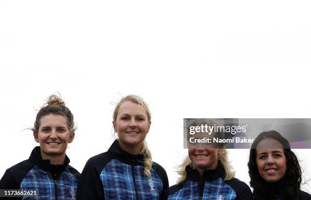 Anne Van Dam, Anna Nordqvist, Suzann Pettersen and Georgia Hall of Team Europe pose for the official photo call during Preview Day 2 of The Solheim...