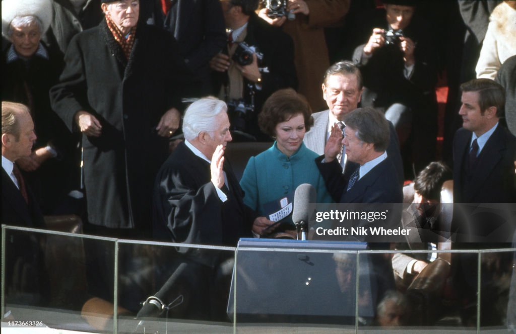 DC - JANUARY 1977; President Jimmy Carter takes the oath of office ...