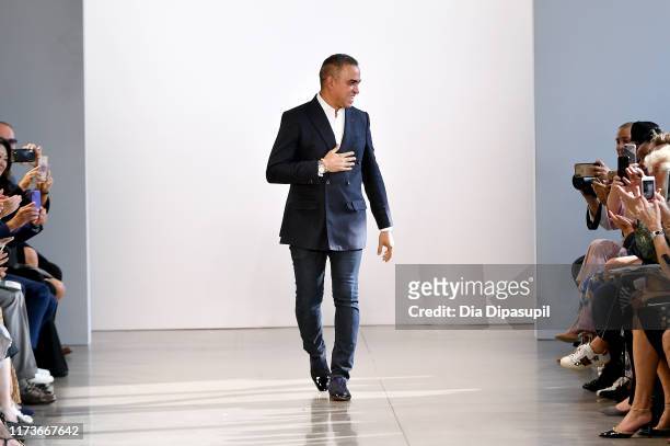 Bibhu Mohapatra walks the runway finale for the Bibhu Mohapatra runway show during New York Fashion Week: The Shows at Gallery II at Spring Studios...