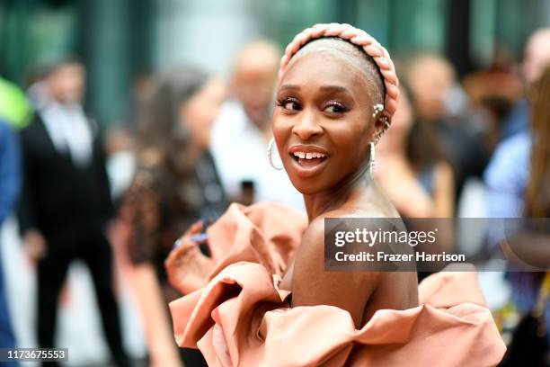 Cynthia Erivo attends the "Harriet" premiere during the 2019 Toronto International Film Festival at Roy Thomson Hall on September 10, 2019 in...