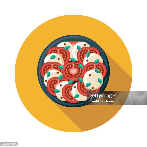 caprese salad italian food icon - caprese salad stock illustrations
