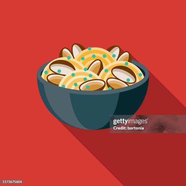 spaghetti alle vongole italian food icon - clam stock illustrations