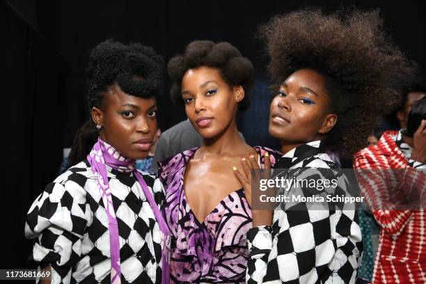 Models prepare backstage for TRESemme at Studio 189 during NYFW on September 10, 2019 in New York City.