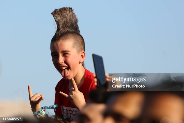 People People enjoy during the concert of the Band Claustrofobia during Rock in Rio festival, Olympic Park, Rio de Janeiro, Brazil, on October 4,...