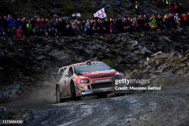 Sebastien Ogier of France and Julien Ingrassia of France compete with their Citroen Total WRT Citroen C3 WRC during Day One of the WRC Dayinsure...