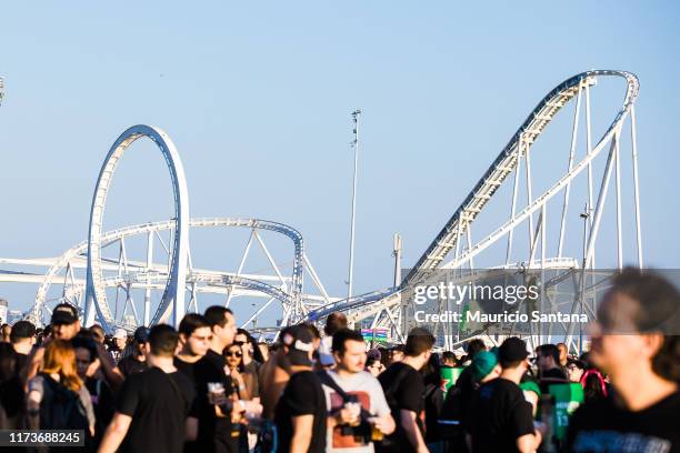 General view of the roller coaster during day 5 of Rock In Rio Music Festival at Cidade do Rock on October 4, 2019 in Rio de Janeiro, Brazil.